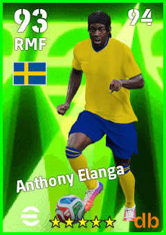 Anthony Elanga — RMF, OVR 93, MAX 94