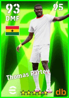 Thomas Partey — DMF, OVR 93, MAX 95