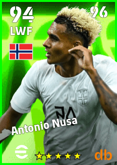 Antonio Nusa — LWF, OVR 94, MAX 96