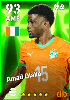 Amad Diallo — AMF, OVR 93, MAX 94