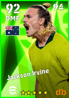 Jackson Irvine — DMF, OVR 92, MAX 94