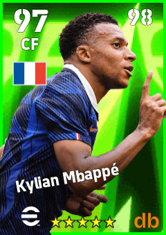 Kylian Mbappé — CF, OVR 97, MAX 98