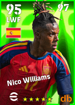 Nico Williams — LWF, OVR 95, MAX 97