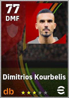 Dimitrios Kourbelis — DMF, OVR 77, MAX 77