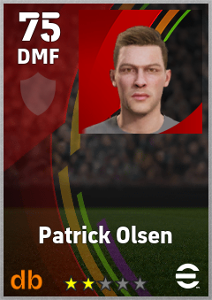 Patrick Olsen — DMF, OVR 75, MAX 75