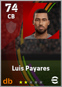 Luis Payares — CB, OVR 74, MAX 74