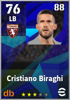 Cristiano Biraghi — LB, OVR 76, MAX 88