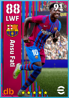 Ansu Fati — LWF, OVR 88, MAX 91