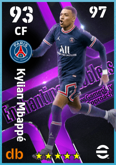 Kylian Mbappé — CF, OVR 93, MAX 97
