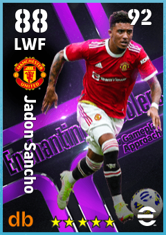Jadon Sancho — LWF, OVR 88, MAX 92