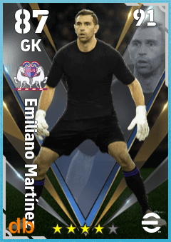 Emiliano Martínez — GK, OVR 87, MAX 91