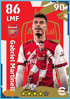 Gabriel Martinelli — LMF, OVR 86, MAX 90