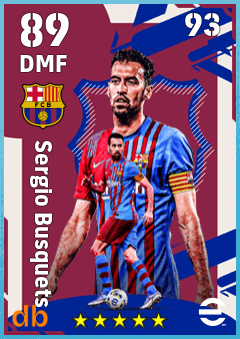 Sergio Busquets — DMF, OVR 89, MAX 93