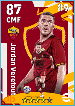 Jordan Veretout — CMF, OVR 87, MAX 89