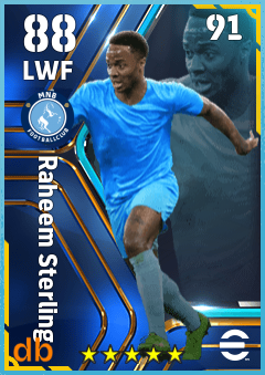 Raheem Sterling — LWF, OVR 88, MAX 91