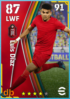 Luis Díaz — LWF, OVR 87, MAX 91