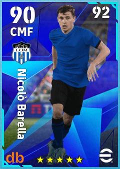 Nicolò Barella — CMF, OVR 90, MAX 92