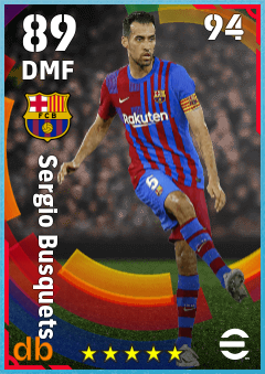 Sergio Busquets — DMF, OVR 89, MAX 94