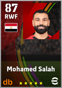 Mohamed Salah — RWF, OVR 87, MAX 93