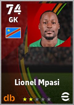 Lionel Mpasi — GK, OVR 74, MAX 74