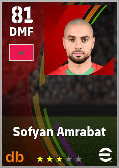 Sofyan Amrabat — DMF, OVR 81, MAX 81