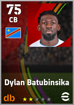 Dylan Batubinsika — CB, OVR 75, MAX 75