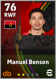 Manuel Benson — RWF, OVR 76, MAX 76