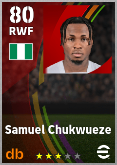 Samuel Chukwueze — RWF, OVR 80, MAX 80