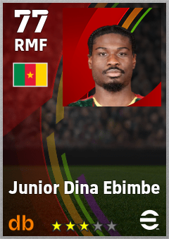 Junior Dina Ebimbe — RMF, OVR 77, MAX 77