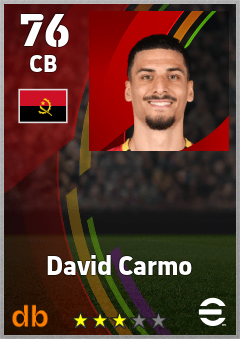 David Carmo — CB, OVR 76, MAX 76
