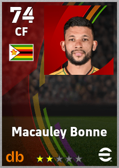 Macauley Bonne — CF, OVR 74, MAX 74