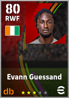 Evann Guessand — RWF, OVR 80, MAX 80