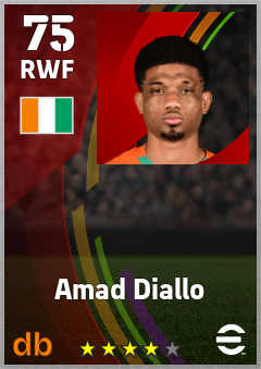 Amad Diallo eFootball player card