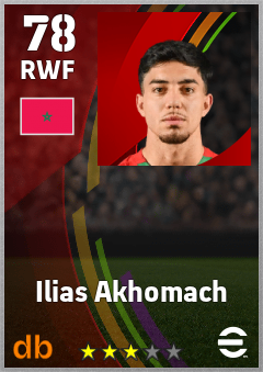 Ilias Akhomach — RWF, OVR 78, MAX 78