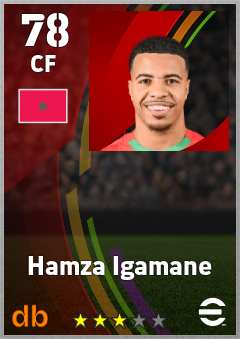 Hamza Igamane — CF, OVR 78, MAX 78