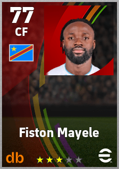 Fiston Mayele — CF, OVR 77, MAX 77