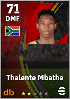 Thalente Mbatha — DMF, OVR 71, MAX 71