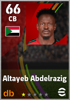 Altayeb Abdelrazig — CB, OVR 66, MAX 66