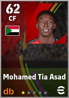 Mohamed Tia Asad — CF, OVR 62, MAX 62