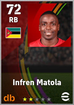 Infren Matola — RB, OVR 72, MAX 72