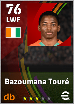 Bazoumana Touré — LWF, OVR 76, MAX 76