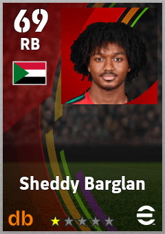Sheddy Barglan — RB, OVR 69, MAX 69