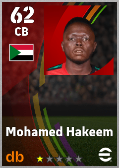 Mohamed Hakeem — CB, OVR 62, MAX 62