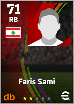 Faris Sami — RB, OVR 71, MAX 71