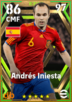 Andrés Iniesta — CMF, OVR 86, MAX 97