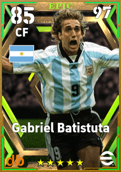 Gabriel Batistuta — CF, OVR 85, MAX 97