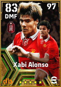 Xabi Alonso — DMF, OVR 83, MAX 97