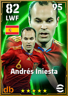 Andrés Iniesta — LWF, OVR 82, MAX 95
