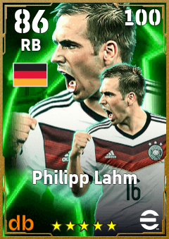 Philipp Lahm — RB, OVR 86, MAX 100