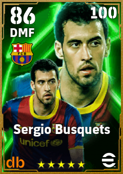 Sergio Busquets — DMF, OVR 86, MAX 100